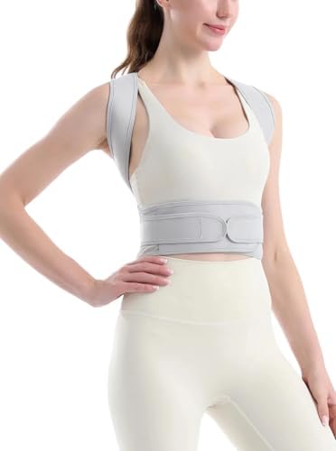 Plus Size XS-5XL Posture Corrector Women Men Back Brace For Upper And Lower Back Pain Relief, Adjustable Scoliosis Hunchback Correction Belt Decompression Neck Shoulders(Gray,XX-Large)