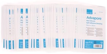 Blue Dot Advapore Fabric Non-Woven Self Adhesive Wound Dressing 50-Piece Set, 10 cm x 20 cm Size