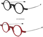 Folding Mini Reading Glasses Blue Light Blocking for Men Women Round Frame Nerd Reader with Keychain Leather Case (Color : Red, Size : 2.5X)