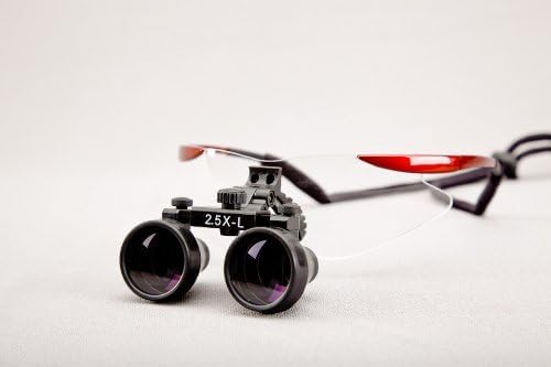Dental Surgical Loupe Loupes 2.5X Magnification Working Distance 420mm Burgundy Safety Goggle