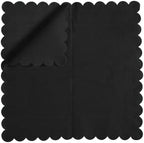 100 Pack Cocktail Napkin 2-Ply Scalloped Edged Dessert Napkins Folded 5 x 5 Inches Disposable Napkins for Dinner Wedding Birthday Party Bridal Anniversary Reception Event (Black)
