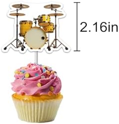 12PCS Drum Set Cake Toppers Music Themed Party Cake Decors Birthday Baby Shower Cupcake Topper Party Supplies