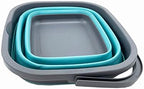 SAMMART 10L (2.6 Gallon) Collapsible Rectangular Handy Basket/Bucket (Grey/Crystal Blue)