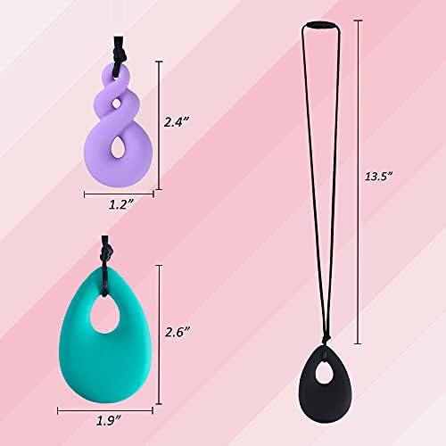Chew Necklace for Boys and Girls, Silicone Chewy Necklace Sensory Toys for Kids Teardrop Twist Pendants, Chewing Toys for Autism or Oral Motor Special Needs BPA Free - 4 PCS Set