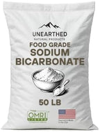 Unearthed Organic Sodium Bicarbonate – 50 lb Bulk Bag, USP Food Grade, 99%+ Purity, Aluminum-Free Baking Soda