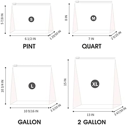 Pint Slider Storage Bags- 800 Count, Expandable Bottom, Zero BPA, Microwave Safe with Write-On Space, 32 Boxes of 25