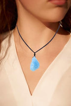 Erliway 1.2" Raw Stone Necklace for Women Men, Natural Rough Gemstone Crystal Pendant Necklace, Adjustable Healing Crystal Necklace Pendant with Hand-Woven Rope