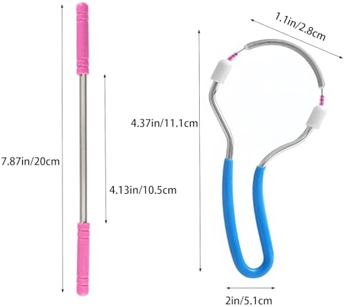 Facial Hair Remover Manual Epilator with Handle, 4 Pcs, Pink and Blue