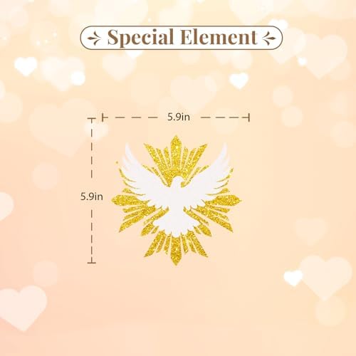 Holy Spirit Cake Topper, White Dove Cake Decor, Gold Glitter Baptism Cake Topper for Religious Baby Shower/Wedding Anniversary Party Decoration