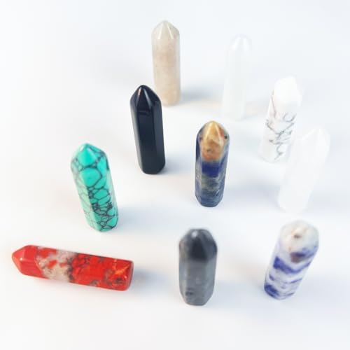 10 PCS Tumbled Crystal Stone for Crafts, Jewelry Making, Healing Crystals & Aquarium Decor – Natural Fluorite, Tiger’s Eye, Rose Quartz & Amethyst,Polished Gemstones Rhinestone Embellishments