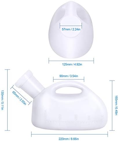 Unisex Potty with Lid and Funnel, Portable Pee Bottle for Men and Women, 2000ml Large Capacity Male Female Reusable Urinals, Emergency Urine Collection for Hospital Home Camping Car Travel