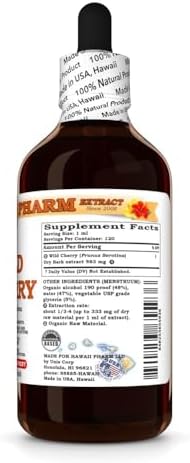 Wild Cherry (Prunus Serotina) Dry Bark Tincture, All Natural, Vegan, Pure Liquid Extract - 4 fl.oz