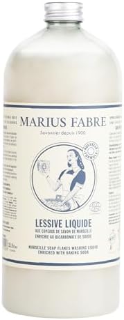 Marius Fabre 100% Marseille Soap Flakes Liquid Detergent with Baking Soda - 1L (33.8 fl oz) - Hypoallergenic