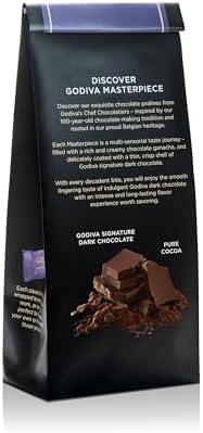 Godiva Masterpiece Dark Chocolate Bag, Individually Wrapped with Ganache Center, Gourmet Gift for Birthday, Holiday, Kosher, Halal, 7oz