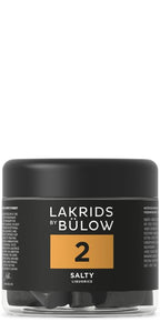 LAKRIDS BY BÜLOW - 2 - Black Licorice - Salty - 5.3 oz - Vegan Salmiak Licorice from Scandinavia - Gluten Free & Gelatine Free - Swedish Candy Alternative