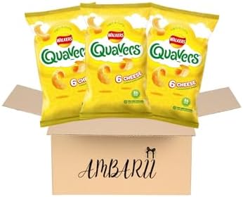 AMBARII Walkers Quavers Cheese Flavored Crisps, Snack Pack, 6 Count, Pack of 3