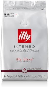 illy Whole Bean Coffee - Perfectly Roasted – Intenso Dark Roast - Warm Notes of Cocoa & Dried Fruit – Full-Bodied - 100% Arabica Beans - No Preservatives – 17.6 Ounce
