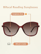 EYEGUARD 2 Pack Bifocal Reading Sunglasses for Women,Stylish Oversized Sun Readers Outdoor Reading Glasses