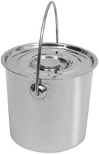 3 Gallon Stainless Steel Bucket with Hanging Lid, Food Grade 304 Metal Pail for Storage, Commercial Kitchen, Pet Food, Cleaning - 1.6mm Thick, Mirror Finish (3 Gal)