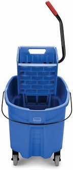 Rubbermaid Commercial Products WaveBrake 35 QT Side-Press Mop Bucket and Wringer Combo on Wheels, Blue, for Heavy-Duty Floor Cleaning