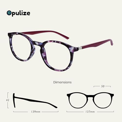 OPULIZE MET Blue Light Blocking Reading Glasses for Women Men, Slim Round Frame with Scratch Resistant and Spring Hinges, Computer Glasses with Anti-Reflective, Purple +2.5 (Pack of 1)
