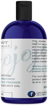 Hazelnut Oil 4 oz Pure Natural Cold Pressed Unrefined Extra Virgin Hazel Nut Oil - for Hair Skin Body Nail and Beard - Moisturizes, Soothes, Hydrates, & Nourishes