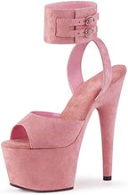 Womens Suede Sandals Platform Peep Open Toe Ankle Strap Slingback Super high Heels Sexy Nightclub Pole Dancing Stripper Club Dress Shoes 17cm