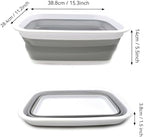 SAMMART 9.2L (2.37Gallon) Collapsible Wash Basin - Foldable Outdoor Picnic Basket - Portable Plastic Tub - Space Saving Storage Container with Size : 15.3 x 11.2 x 5.5/1.5" (M, Gray)