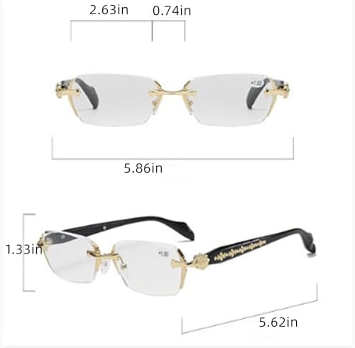 Anti Blue Light Rimless Readingglasses Fashion Women Men Diamond, Rimless Blue Light Glasses, Ultra Light Frameless