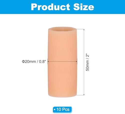 PATIKIL Finger Sleeve Protectors, 10pcs Silicone Finger Cots Cover Cap Thumb Guard Gel Finger Protection for Repair, Sports, 2"x0.8" Skin Color