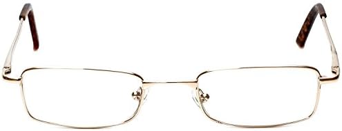Calabria 753-XL Extra Large Metal Reading Glasses with Clear Lenses – Gold | Lightweight Frame with Long Temples | Spring Hinges Eyeglasses | Magnification Strength +1.75