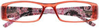 Eyekepper 5-Pack Spring Hinges Tiger Patterned Temples Rectangular Reading Glasses Readers Red +2.25