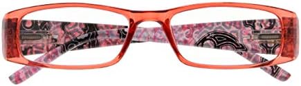 Eyekepper 5-Pack Spring Hinges Tiger Patterned Temples Rectangular Reading Glasses Readers Red +1.25