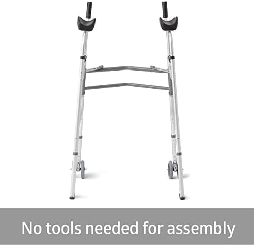 Medline Upright Walker with 5” Dual Wheels, Forearm Walker with Armrests, Height Adjustable, 300lb Weight Capacity, Height Adjustable 46-53", 31" Wide