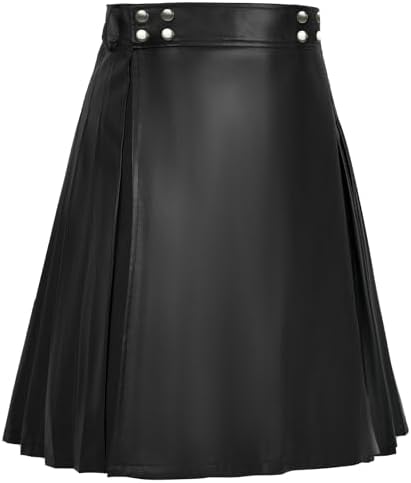 Mens Scottish Utility Kilts Vintage Gothic Pleated Skirts Vintage Traditional Leather High Waist Kilts
