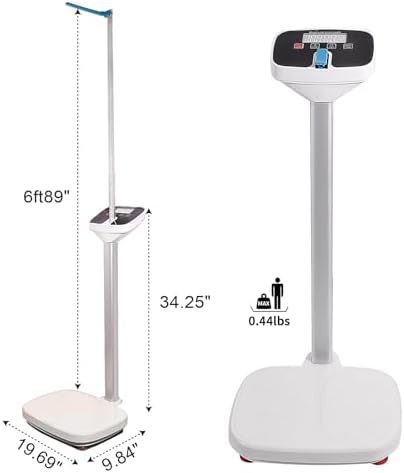 Digital Medical Scale,Professional Height and Weight Physicians Scale for Hospital, School, Beauty Salon.Measuring Range: 0.44 lbs - 440 lbs,2.3 ft - 5.8 ft.