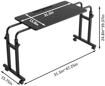 Furist Overbed Table with Wheels Laptop Desk Cart Table Over The Bed Table Adjustable Height and Length for Hospital and Home use