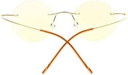 CessBlu Rimless Anti Blue Ray Titanium Round Computer Glasses Women Men Reading Eyeglass