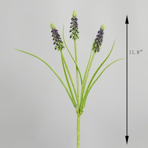 5Pcs Artificial Grape Hyacinth Branches 11.8In Fake Muscari Hyacinth Bouquet for Home Office Wedding Party Floral Decor (Purple)