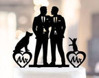 Gay Wedding Cake Topper With Cat and Dog,Mr and Mr Cake Topper + Pets,2 Grooms Cake Topper,Gays Cake Topper Wedding,Dog Cat Gay Topper,Celebration Party Cake Decoration Supplies.