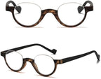 Retro Half Frame Reading Glasses Half Moon Semi Rimless Readers Vintage Round Oval Eyeglasses Men Women