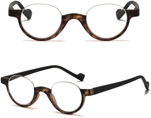 Retro Half Frame Reading Glasses Half Moon Semi Rimless Readers Vintage Round Oval Eyeglasses Men Women