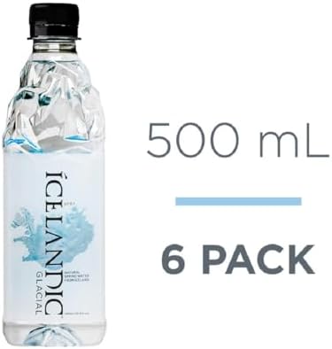 Icelandic Glacial Natural Spring Alkaline Water, 500 ml / 16.9 Fl Oz (Pack of 6)