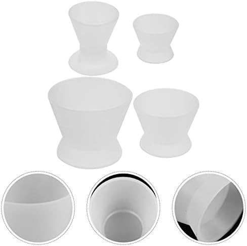 Healifty Silicone Mixing Bowl Dental Lab Rubber Mixing Cups Set for Epoxy Resin Mini Self Coagulation Practical Oral Cup Mold Supplies Easy-Clean White
