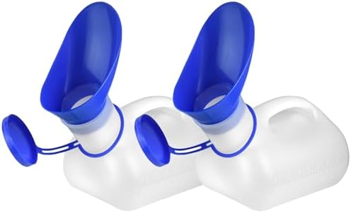 MaxiCare Female Urinal Spill Proof - Portable Pee Funnel for Women 32 Oz | Sturdy Urination Device with Lid for Emergency Urinalysis, Travel, Car & Camping Pack of 2