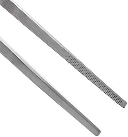 Bonsicoky 15 Inch Stainless Steel Tweezers, Non-Slip Long Straight Tweezers Tongs Tool with Precision Serrated Tips for Aquarium, Garden, Kitchen