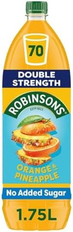 Double Strength Orange & Pineapple Fruit Squash No Added Sugar 1750ml (Pack of 3)