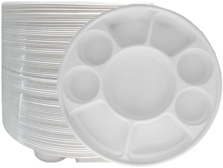 9 Compartment White Disposable Party Thali Plates (50 Pack)