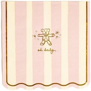 40 Ct 5" Premium Baby Shower Cocktail Napkins – Gold Foil Paper Beverage Napkins for Baby Showers, Parties, and Celebrations – Partyware by Emergency Confetti