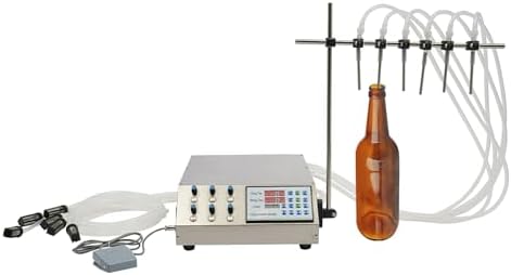 6 Heads Liquid Filling Machine 5-2000ml, Semi-Automatic Paste Liquid Filling Machine Bottle Filler Machine, Pear Syrup,Peanut Butte, Cream Viscous Liquid Filling Machine 300W